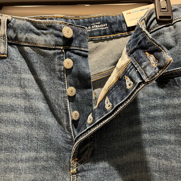 Old Navy size 14 high-rise O.G. Straight jeans with button fly, ankle length - Picture 3 of 4
